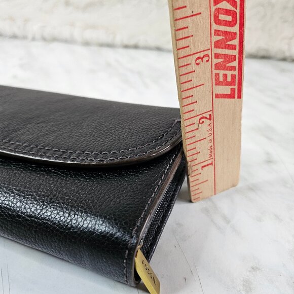 Fossil Black Pebbled Leather Long Wallet - Picture 9 of 9